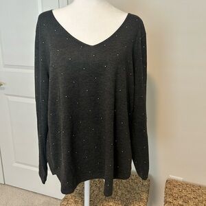 Chicos NWT Gray Studded Sweater Sz 2/L